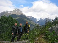 Bikers and glacier