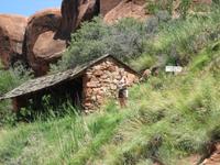 Santa Maria Spring seen from the ruins of an old outhouse